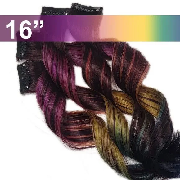Rainbow Real Human Hair Extensions Clip in Black Root Subtle Colored Hairstyle Top 20+ Black Ombré Hair Extension Hairstyles (2026) main image 3